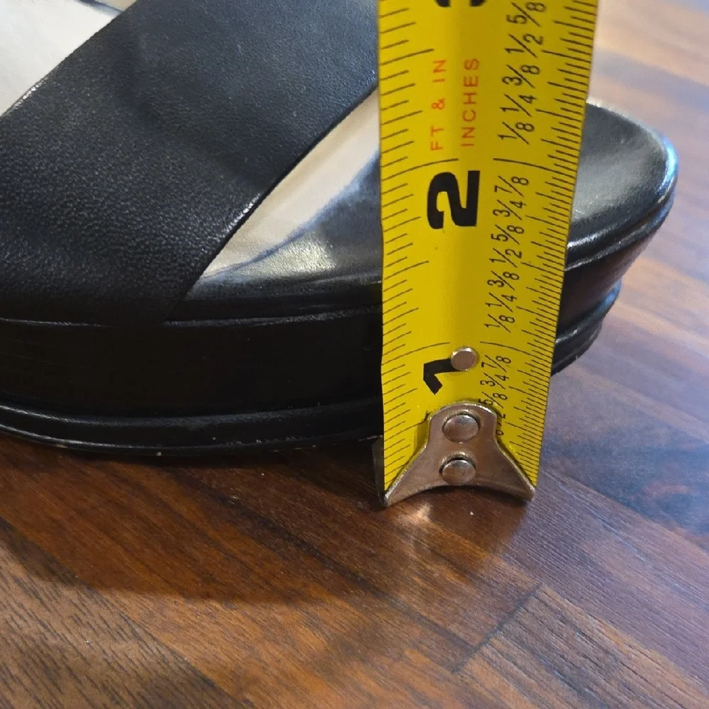 Michael Kors Black Leather Ankle Strap Heeled Sandals - Picture 8 of 11